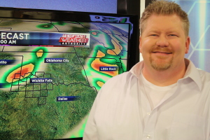 Bryan Rupp, KFDX 3 meteorologist giving examples of weather warnings. 