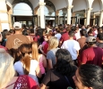 Students gather by the doors of the coliseum waiting to get inside for Convocation Tuesday evening. Photo by Lauren Roberts