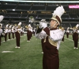Austin Coker, freshman, marches during halftime at Midwestern State University v. Eastern New Mexico game at AT&T Cowboys Stadium in Arlington, Sept. 20, 2014. Photo by Rachel Johnson