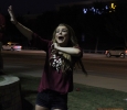 Destiny Zynda, excercise physiology sophomore, playing trashketball at the tailgating outside during the Midwestern State University v. Eastern New Mexico game at AT&T Cowboys Stadium in Arlington, Sept. 20, 2014. Photo by Rachel Johnson