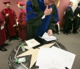 Retiring University President Jesse Rogers looks over his notes in the green room before the ceremony at Midwestern State University graduation, May 16, 2015 at the Kay Yeager Coliseum. Photo by Rachel Johnson