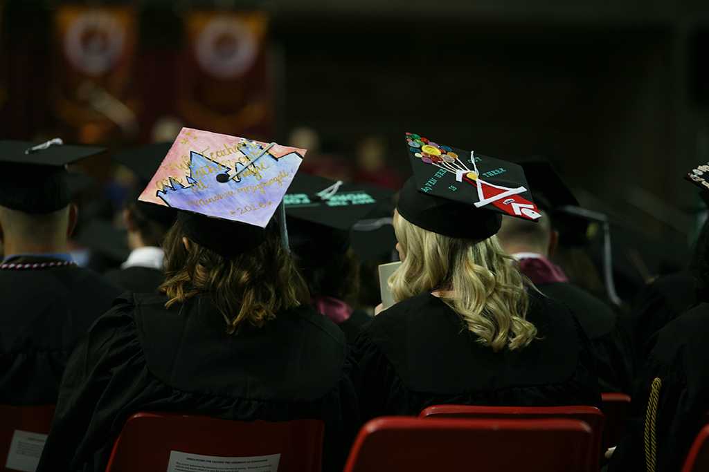 Graduates watch as students received their degrees at Midwestern State University fall graduation Dec. 17, 2016. Photo by Brendan Wynne