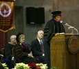 Provost Betty Stewart, who is leaving to be provost at UNT-Dallas in February, addresses the audience at Midwestern State University fall graduation Dec. 17, 2016. Photo by Brendan Wynne