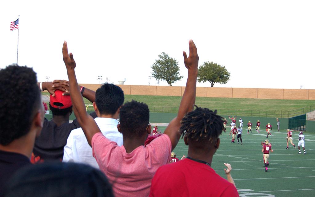 Students cheer as we score at the homecoming game on Saturday, Oct. 21, 2017. Photo by Shea James