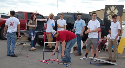 Sigma Nu members play ladder ball at the homecoming tailgate on Saturday, Oct. 21, 2017. Photo by Shea James