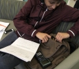 Eddie Salcido, computer scince freshman, studies in the mall after a bomb threat forced the evacuation of the campus Dec. 8. Photo by Lauren Roberts