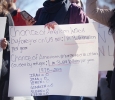 Statistics written on a poster by a student involved in the rally against the immigration executive order, on Feb. 1st. Photo by Bridget Reilly