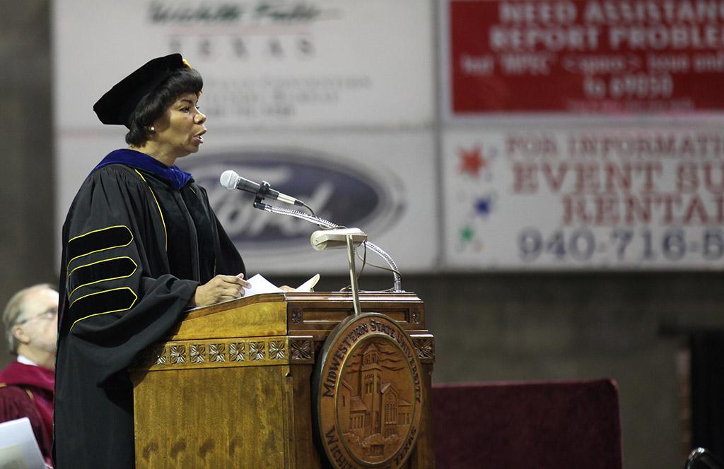 Provost Betty Stewart at the Midwestern State University graduation, May 14, 2016. Photo by Topher McGehee
