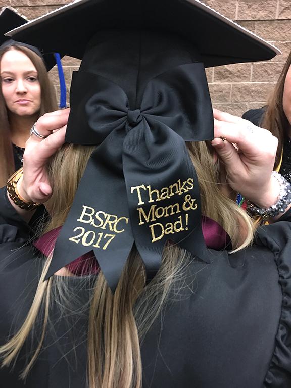 Graduation cap for Madison Hillard, respiratory care, at Midwestern State graduation, May 13, 2017. Photo by Kara McIntyre