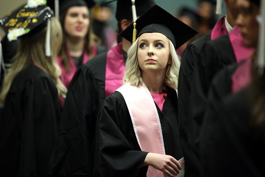 Rebekah Timm, sociology, at Midwestern State University graduation May 13, 2017. Photo by Timothy Jones
