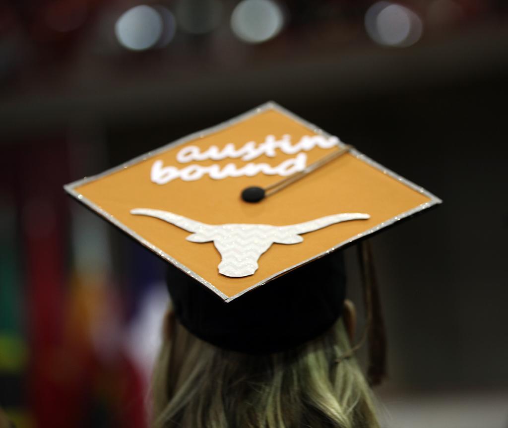Graduation cap at Midwestern State University graduation, May 13, 2017. Photo by Timothy Jones