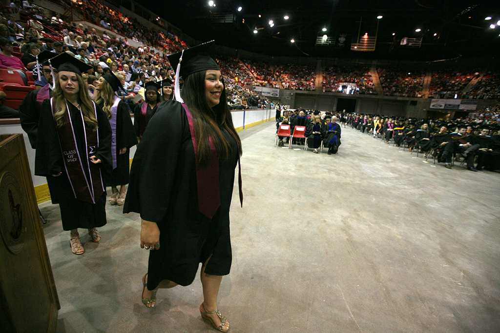 Kristina Abeyta received her mass communication degree at Midwestern State University graduation, May 13, 2017. Photo by Bradley Wilson