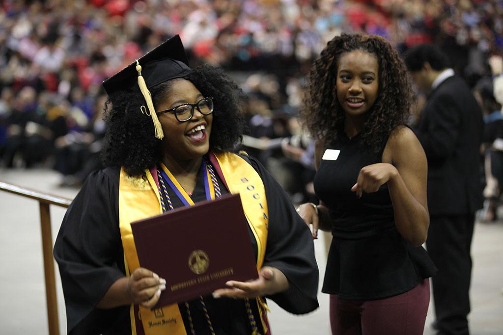Cheria Moore Social Work graduate.Midwestern State University Commencement Cermemony, Kay Yeager Coliseum.May 14th.by Timothy Jones