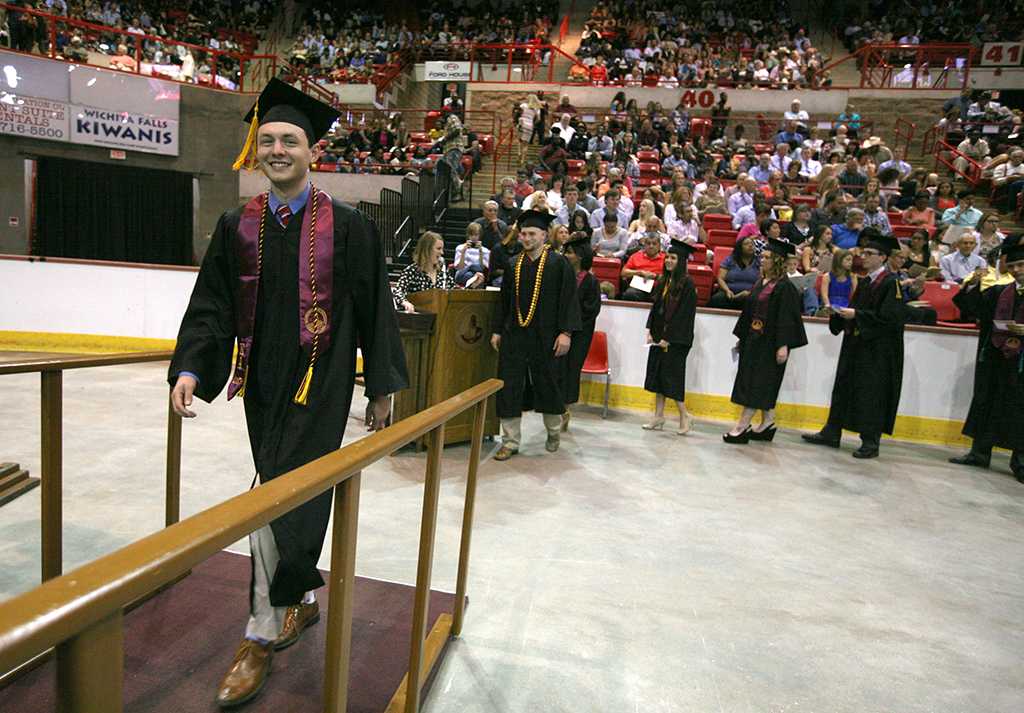 Tyler Garcia received his degree in political science from Midwestern State University graduation, May 13, 2017. Photo by Bradley Wilson