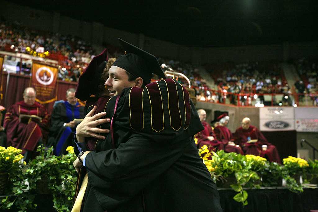 Tyler Garcia received his degree in political science from Midwestern State University graduation, May 13, 2017. Photo by Bradley Wilson