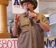 Ted Nugent, rock musician from Detroit, Michigan, spoke highly of gubernatorial hopeful Greg Abbott as he introduced him at the 8th Street Coffee House in Wichita Falls, Feb. 18. Photo by Sam Croft.