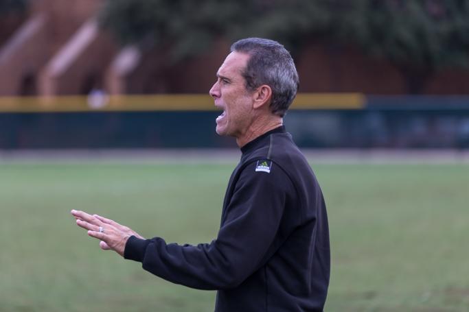 Head soccer coach Doug Elder tries to calm down his team on Nov. 6. Photo by Izziel Latour
