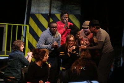 at rehearsal for "Urinetown" Feb. 4, 2018. Photo by Bradley Wilson