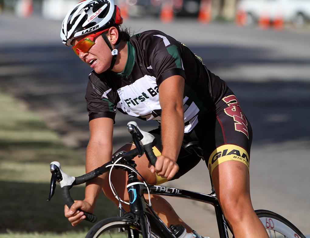 Hannah Ross rides in the Hotter 'N Hell women's crit race Friday afternoon.