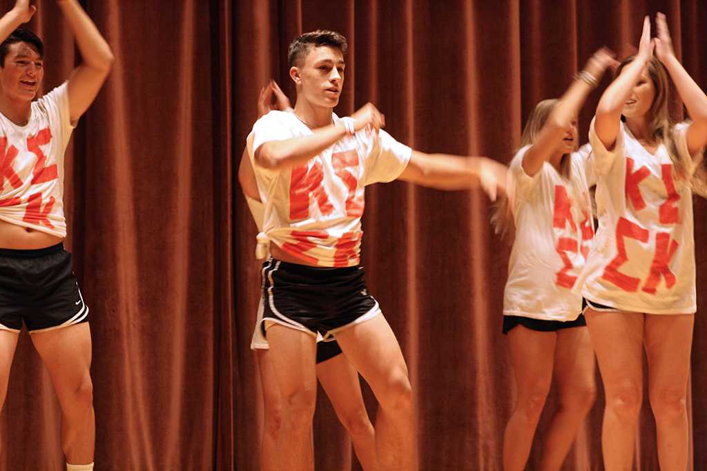 Colton Shank, nursing sophomore, performing at Lip Sync in the Akin Auditorium. 24 Oct. Photo by Bridget Reilly