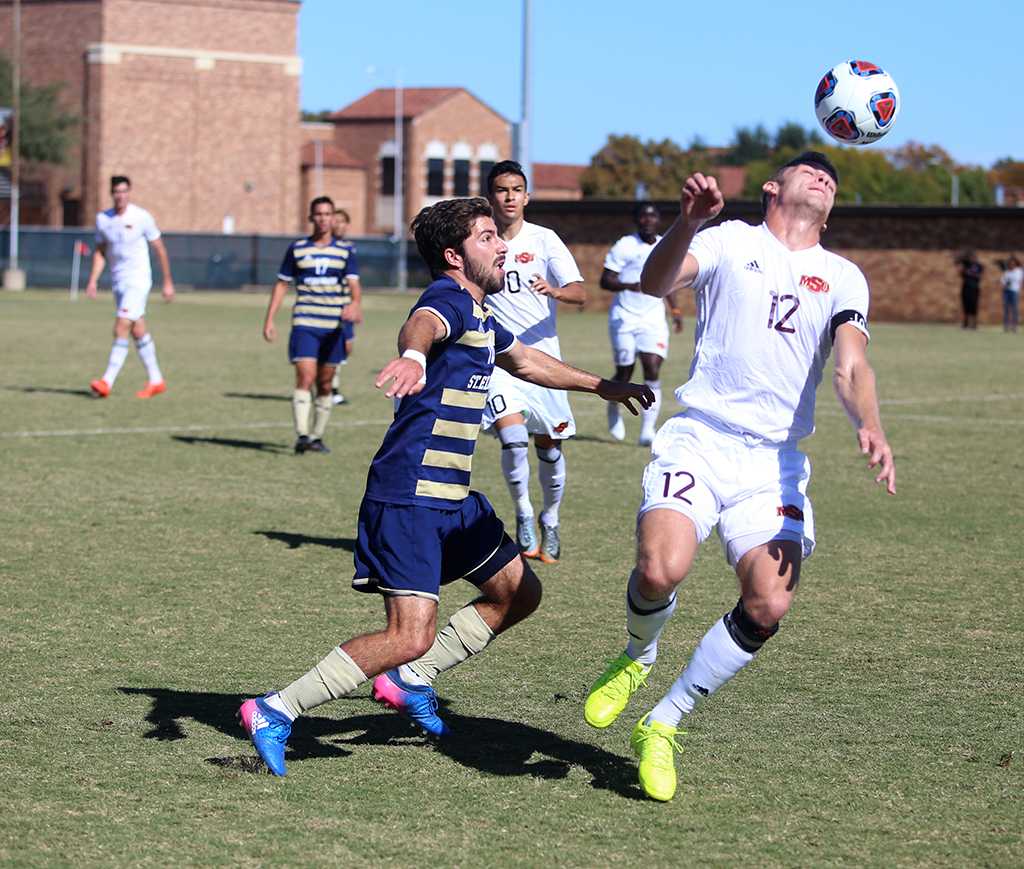 during the Heartland Conference championship game aginst St. Edwardâs University. MSU won 1-0. Photo by Bradley Wilson