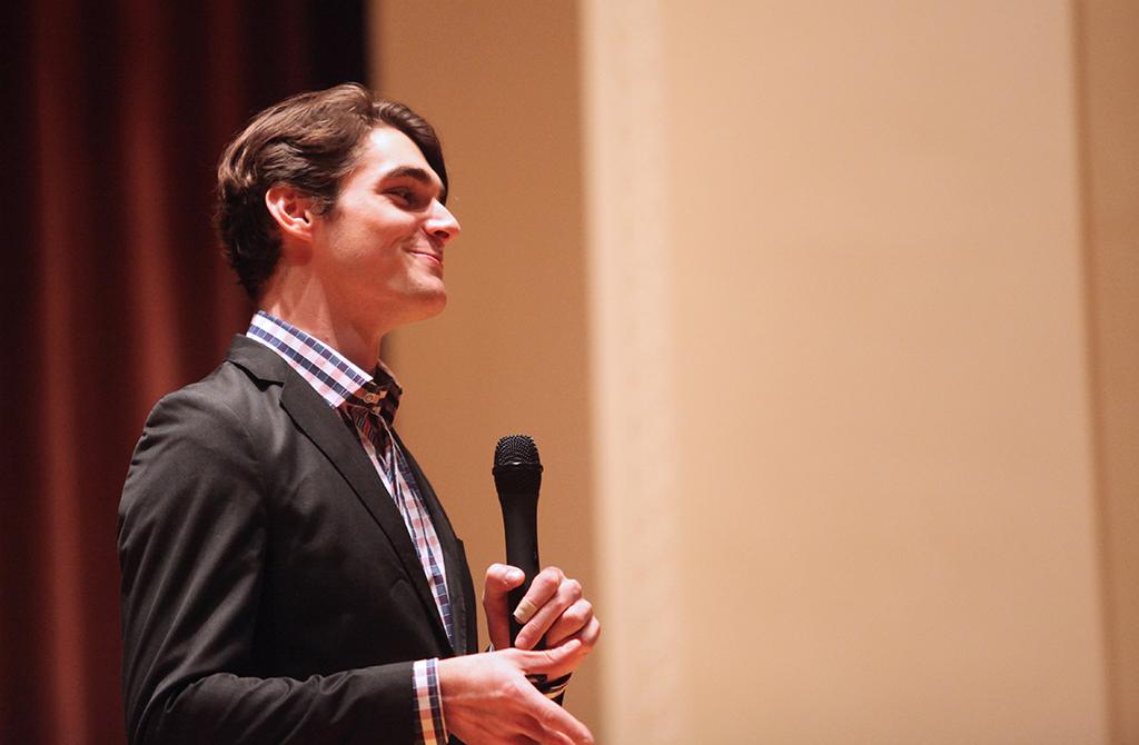 Second artist lecture series held by R.J. Mitte, speaking to students at the Akin Auditorium on the importance of tackling fears, combatting bullying and the stigma behind disabilities. Oct 18, 2016. Photography by Bridget Reilly