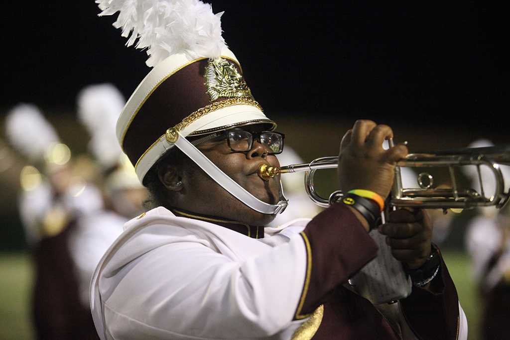 Trumpt player at the MWSU vs. Angelo State game Oct. 16. MSU won in the final minute 28-21. Photo by Bridget Reilly