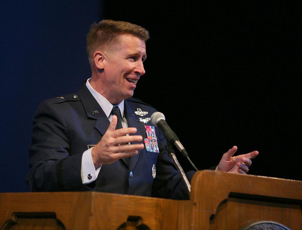 Brig. Gen. Patrick J. Doherty is Commander, 82nd Training Wing, Sheppard Air Force Base,  at the inauguration of Suzanne Shipley, university president, Midwestern State University, Dec. 11, 2015. Photo by Bradley Wilson