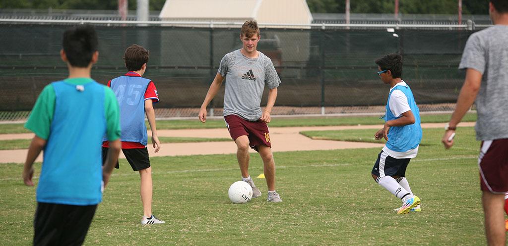 Ross Fitzpatrick before the soccer exhibition game, Aug. 23. Photo by Bradley Wilson