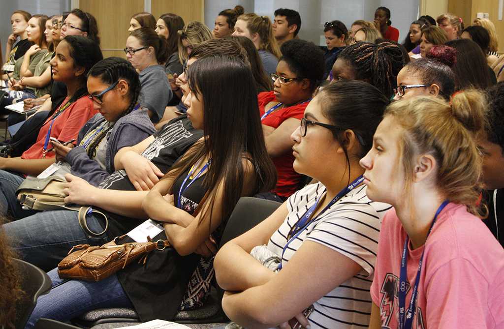 All eyes on the speaker at Social Media Day in the Legacy Multipurpose room on Sept. 25. photo by Shea James