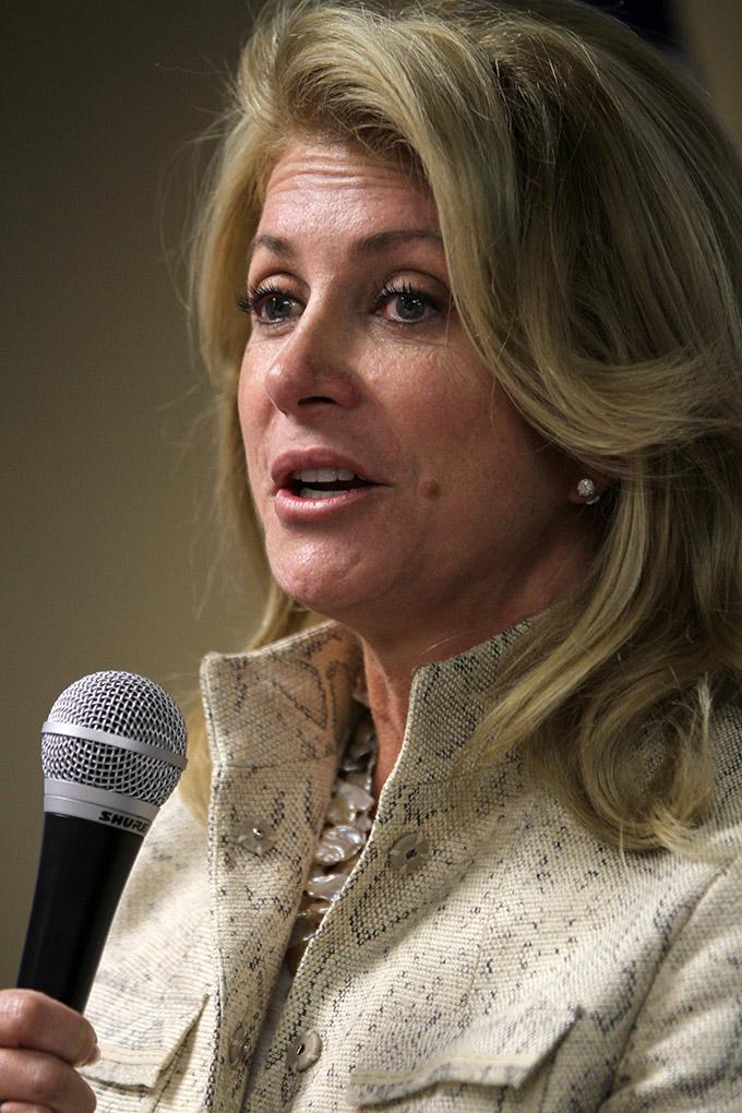 Wendy Davis, gubernatiorial candidate, gives a speech during a rally at the Wichita Falls County Democrats headquaters Saturday, Nov. 1, 2014. Photo by Lauren Roberts
