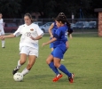 Ashley Cottrell, environmental science junior, makes it past a Lubbock Christian University defender Sept. 19 at the MSU Soccer Field. MSU won 2-1. Photo by Miguel Jaime