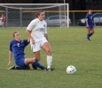 Ashley Cottrell, environmental science junior, is tripped up against Lubbock Christian University Sept. 19 at the MSU Soccer Field. MSU won 2-1. Photo by Miguel Jaime