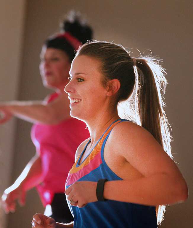 Jaci Hanes, education senior, participates in the Zumbathon Fundraiser with BESO at Sikes Lake Center on Oct.12. Photo by Harlie David