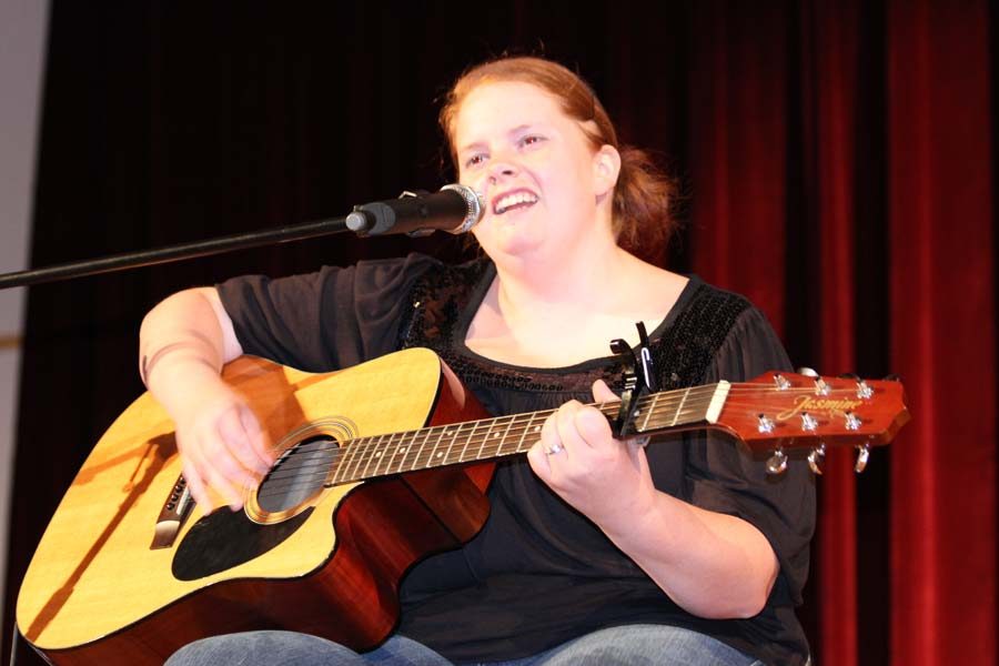 Ashley Kittle performs her original song ‘Human Display’ during MSU Has Talent Friday evening.  (Photo by Kassie Bruton)