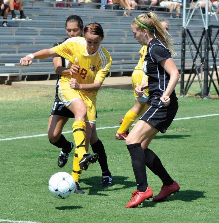 Kelsey Hill (No. 18) tallied her seventh goal of the season against Angelo State University. The forward also recorded an assist in the lone goal victory at Incarnate Word. (File photo by Hannah Hofmann)   