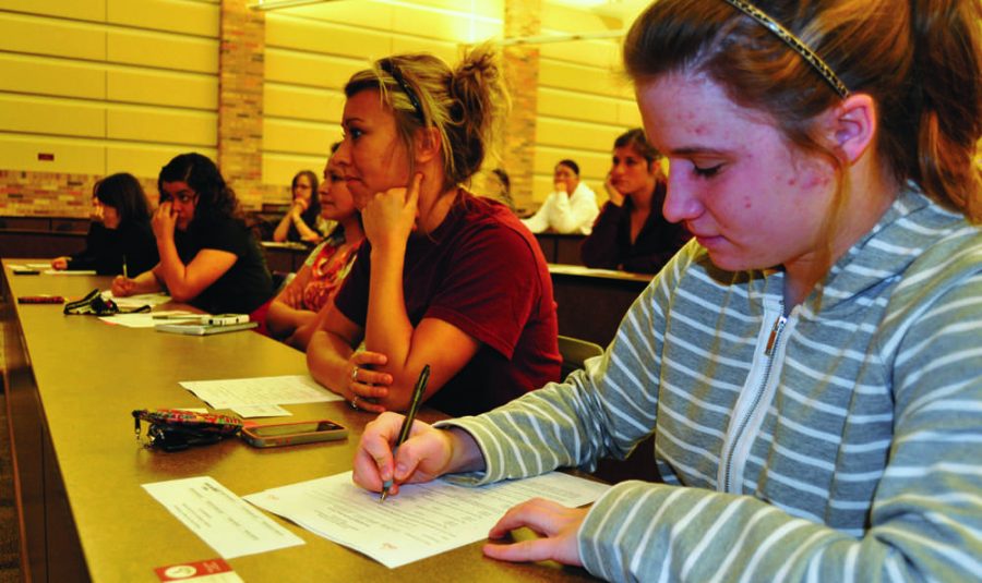 According to the MSU Counseling Center, one of the biggest problems students have with test taking is they don’t know what to take notes on in class. (Photo by Chris Collins)