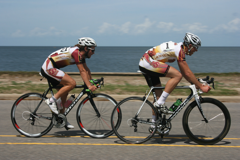 Evan Bybee and Jason Short racing at the Green Wave Classic. File Photo by Loren Eggenschwiler