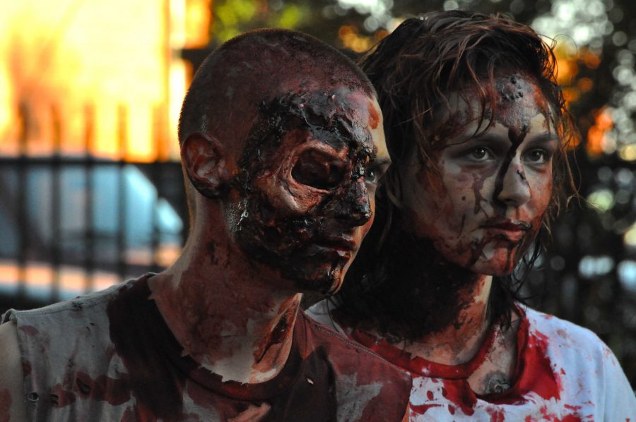 People dressed as zombies on Saturday during the Zombie crawl.
Photo by KERRI CARTER