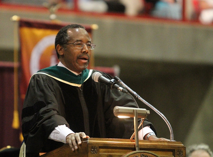 Ben Carson speaks at graduation May 11. Photo by Shelby Davis