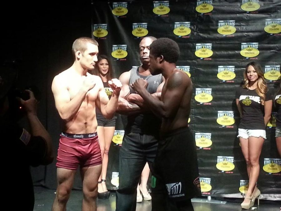 Justin Sander, a professional MMA fighter from Canada, faces off with Tolu Techdaddy Agunbiade in Las Vegas before the King of the Cage fight that ran live on MavTV. Contributed photo