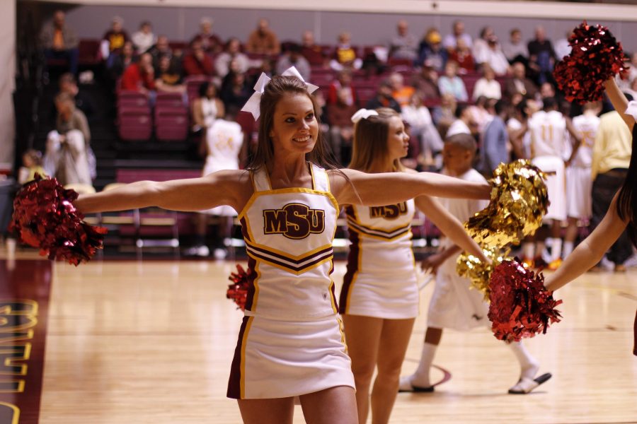 Cheerleaders at the mens basketball game against Oklahoma City University Nov. 25 at D.L. Ligon Coliseum.