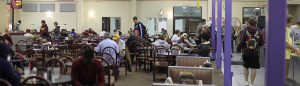Students and staff have lunch in Mesquite Café between the 11 a.m. and 1 p.m. lunch rush Tuesday. Photo by Lauren Roberts
