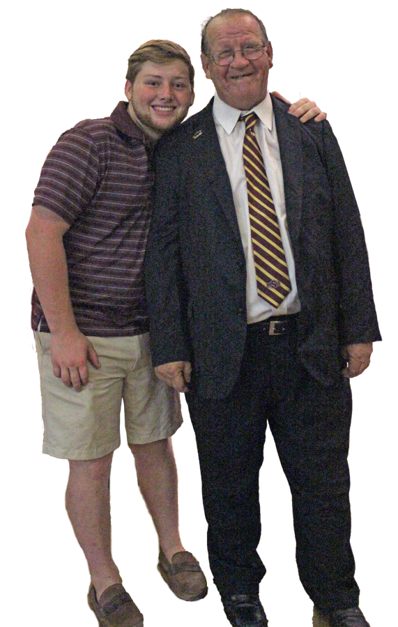 Brian Warren, finance junior, poses for a photo with Leroy Mcllhaney before the 2015 Convocation held in the D.L. Ligon Coliseum, Aug. 20. Photo by Rachel Johnson