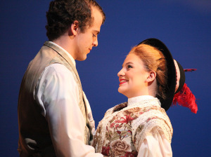 Houston Pokorny, playing John Buchanan Jr., and Tessa Rae Dschaak, playing Nellie Ewell, perform a scene together during a dress rehearsal of Summer and Smoke, Nov. 10.  Photo by Gabriella Solis