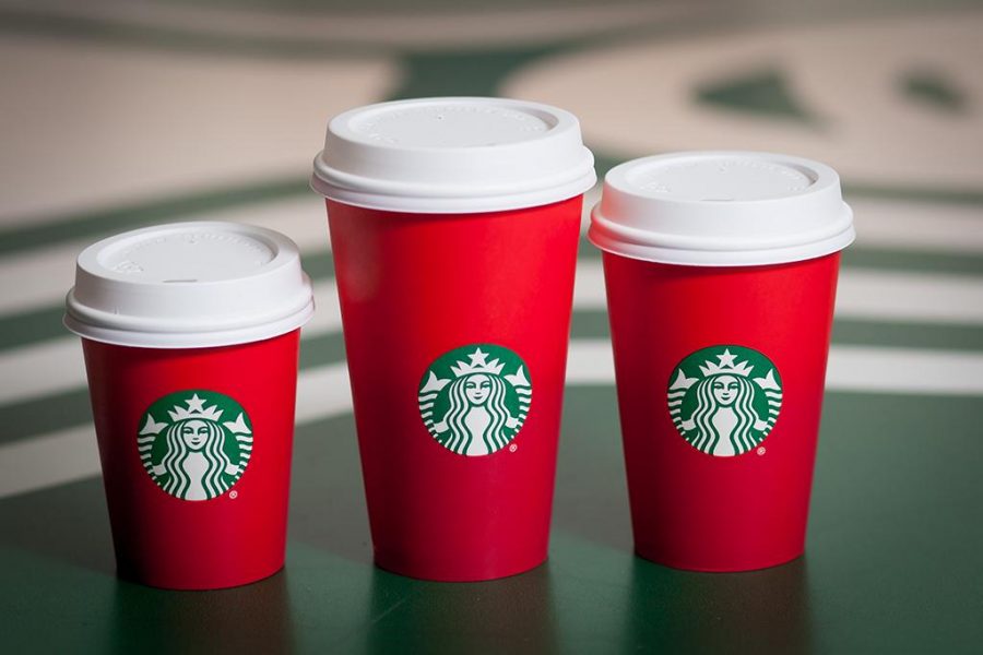 The holiday cups – sans any holiday greeting. Photo courtesy of Starbucks.