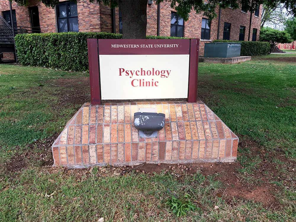 The psychology clinics sign in front of their office in ODonohoe.