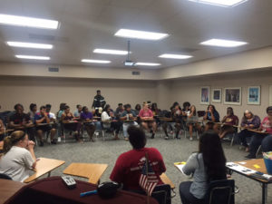 Black Student Union members discuss organizational business at meeting on Sept. 18. Photo by Qua Thomas