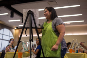MSU alumnae Soozie Richardson teaches students how to paint sugar skulls during the Hispanic Heritage Month on Oct. 4. Photo by Izziel Latour