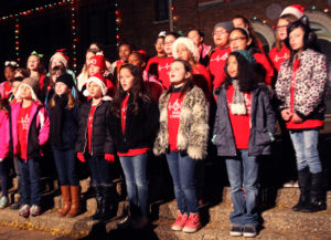 Students from Fain Elementary School Choir sing at the MSU-Burns Fantasy of Lights Dec. 6. Photo by Alyssa Mitchell